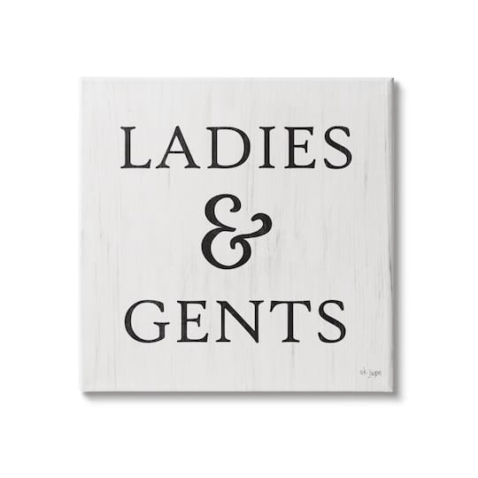 Stupell Industries Ladies & Gents Bathroom Sign Country Grain Pattern Canvas Wall Art